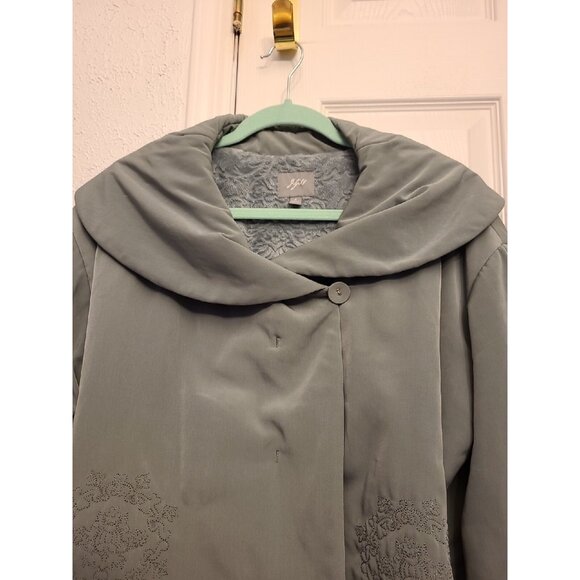J. Jill Sage Green Embroidered Stitched Lined Coat Jacket Sz Small Button Up - Picture 9 of 11